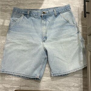Vintage 90's Carhartt B29 STW Stonewash Mens 38 Blue Denim Carpenter Shorts
